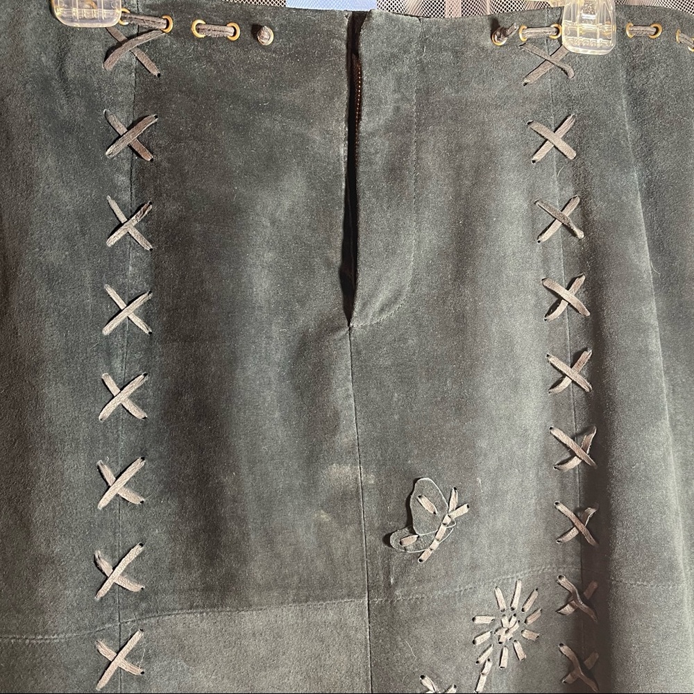 For Joseph suede black skirt with extra design with leather, studs size 12 - Picture 2 of 15